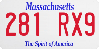 MA license plate 281RX9