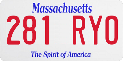MA license plate 281RY0
