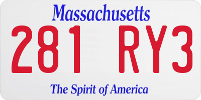 MA license plate 281RY3