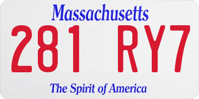 MA license plate 281RY7