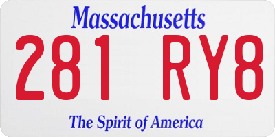 MA license plate 281RY8