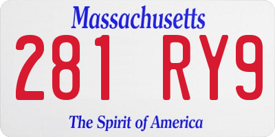 MA license plate 281RY9