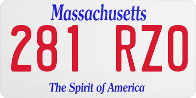 MA license plate 281RZ0