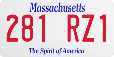 MA license plate 281RZ1
