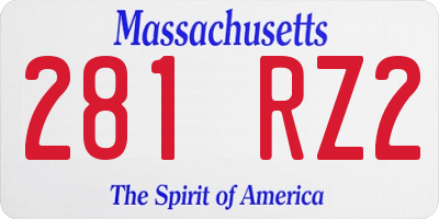 MA license plate 281RZ2