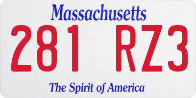 MA license plate 281RZ3