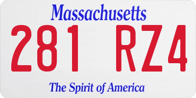 MA license plate 281RZ4