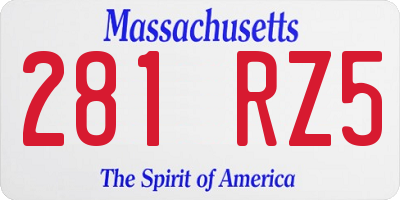 MA license plate 281RZ5