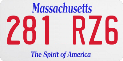 MA license plate 281RZ6