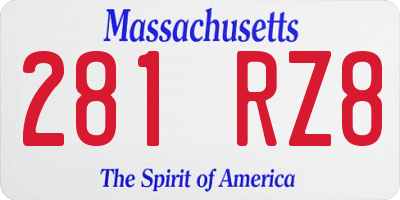 MA license plate 281RZ8