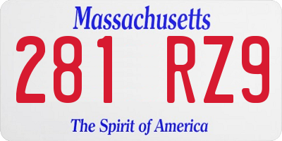 MA license plate 281RZ9