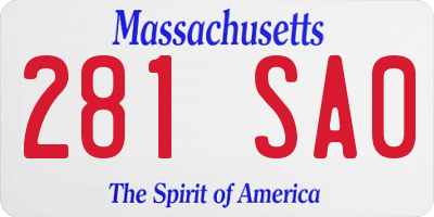 MA license plate 281SA0