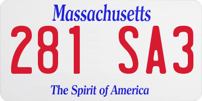 MA license plate 281SA3