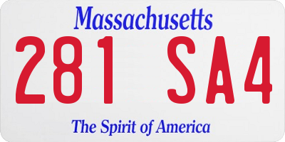 MA license plate 281SA4