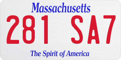 MA license plate 281SA7