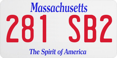 MA license plate 281SB2