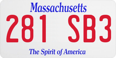 MA license plate 281SB3