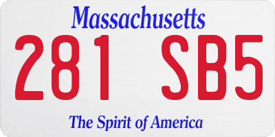 MA license plate 281SB5