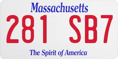 MA license plate 281SB7
