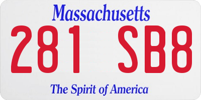 MA license plate 281SB8