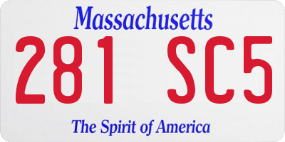 MA license plate 281SC5