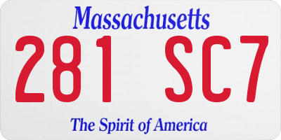 MA license plate 281SC7