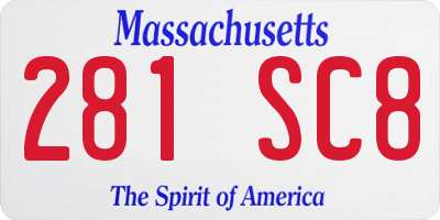 MA license plate 281SC8
