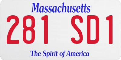 MA license plate 281SD1