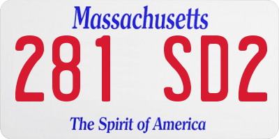 MA license plate 281SD2
