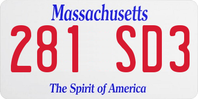 MA license plate 281SD3