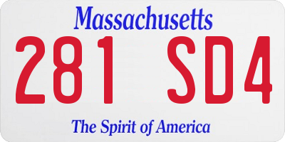 MA license plate 281SD4