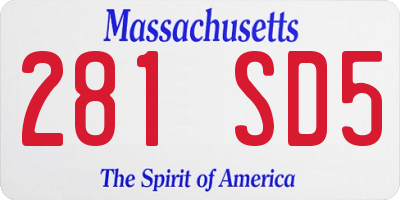 MA license plate 281SD5