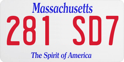 MA license plate 281SD7