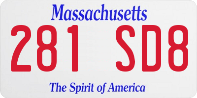 MA license plate 281SD8