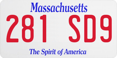 MA license plate 281SD9