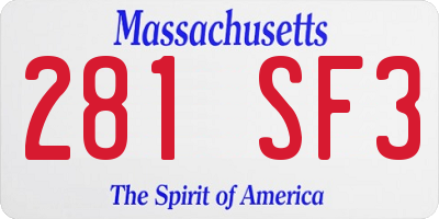 MA license plate 281SF3