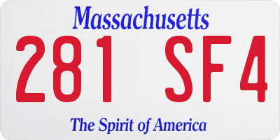 MA license plate 281SF4