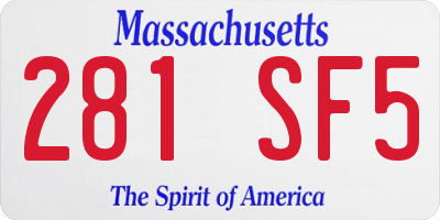 MA license plate 281SF5
