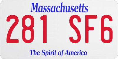 MA license plate 281SF6