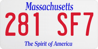 MA license plate 281SF7
