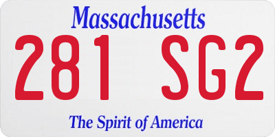 MA license plate 281SG2
