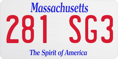 MA license plate 281SG3