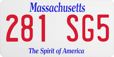MA license plate 281SG5