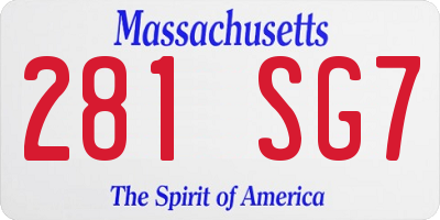 MA license plate 281SG7