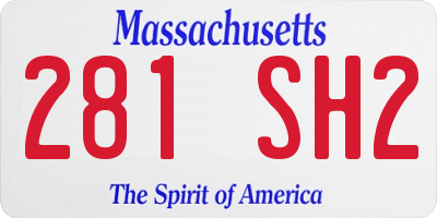 MA license plate 281SH2
