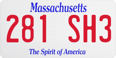 MA license plate 281SH3