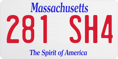 MA license plate 281SH4