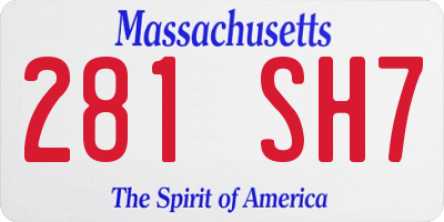 MA license plate 281SH7