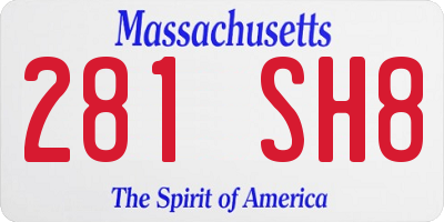 MA license plate 281SH8