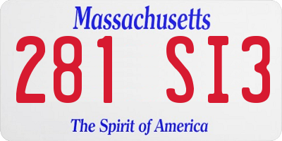 MA license plate 281SI3